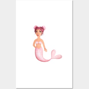 Pink Glitter Mermay Mermaid Posters and Art